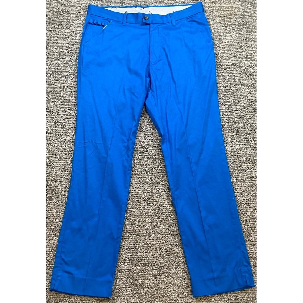 Royal &‎ Awesome Golf Pants Mens Black 34x30 Blue Split Bottoms Stretch